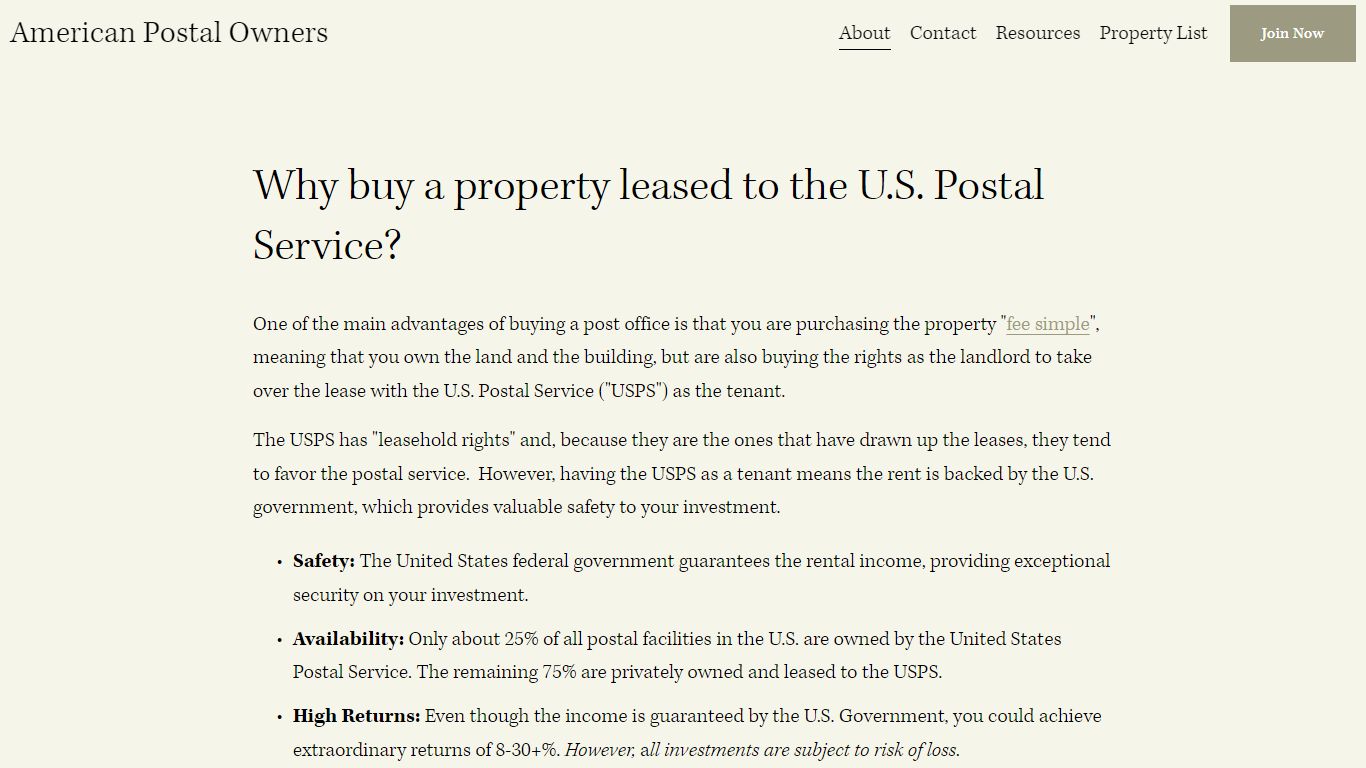 Why Buy a Post Office? — American Postal Owners
